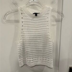 Express White Knit Crop Top